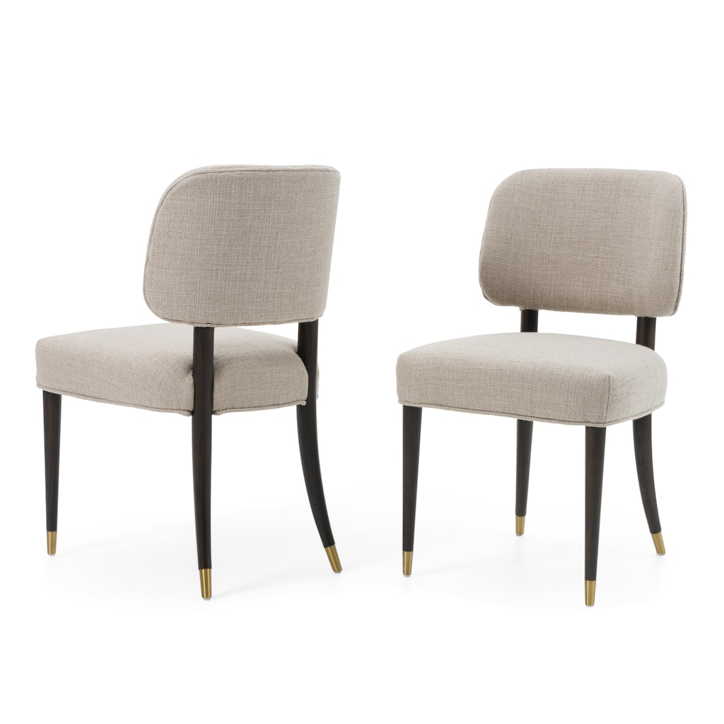 Modrest Kathy Modern Beige Fabric & Oak Dining Side Chair (Set of 2)