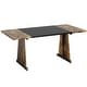 preview thumbnail 7 of 13, 70'' Wood Dining Tables with Metal Base For 6-8 People , Rectangle Kitchen Table & Brown Computer Desk For Home Office