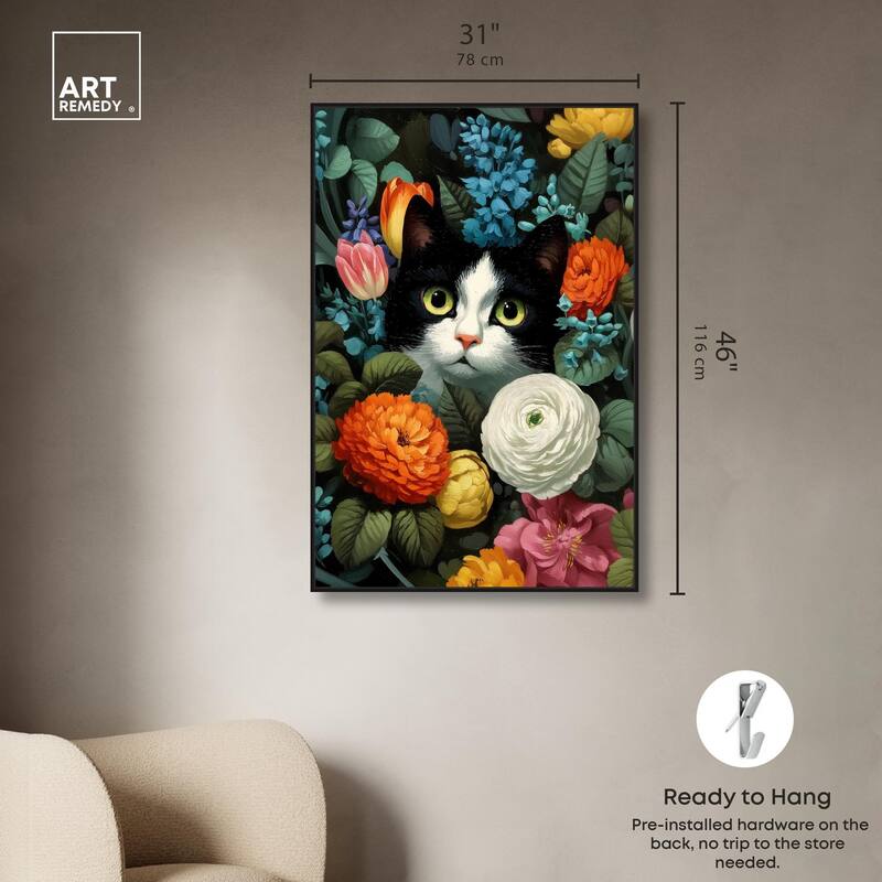 Secret Garden Cat Canvas by Art Remedy