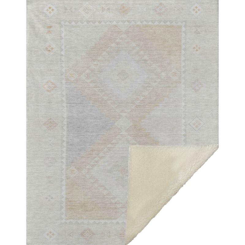 Premium Machine Washable ASB177 Boho Tribal Sherpa Throw Blanket