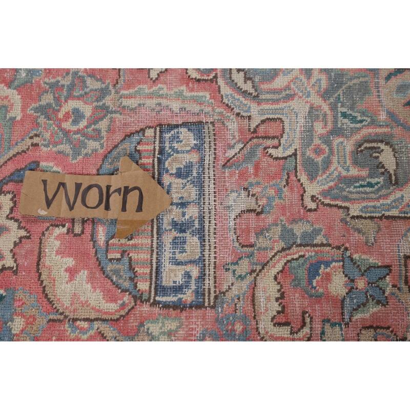 Animals Pink Kashmar Persian Vintage Area Rug Hand-Knotted Wool Carpet - 9'5"x 12'9"