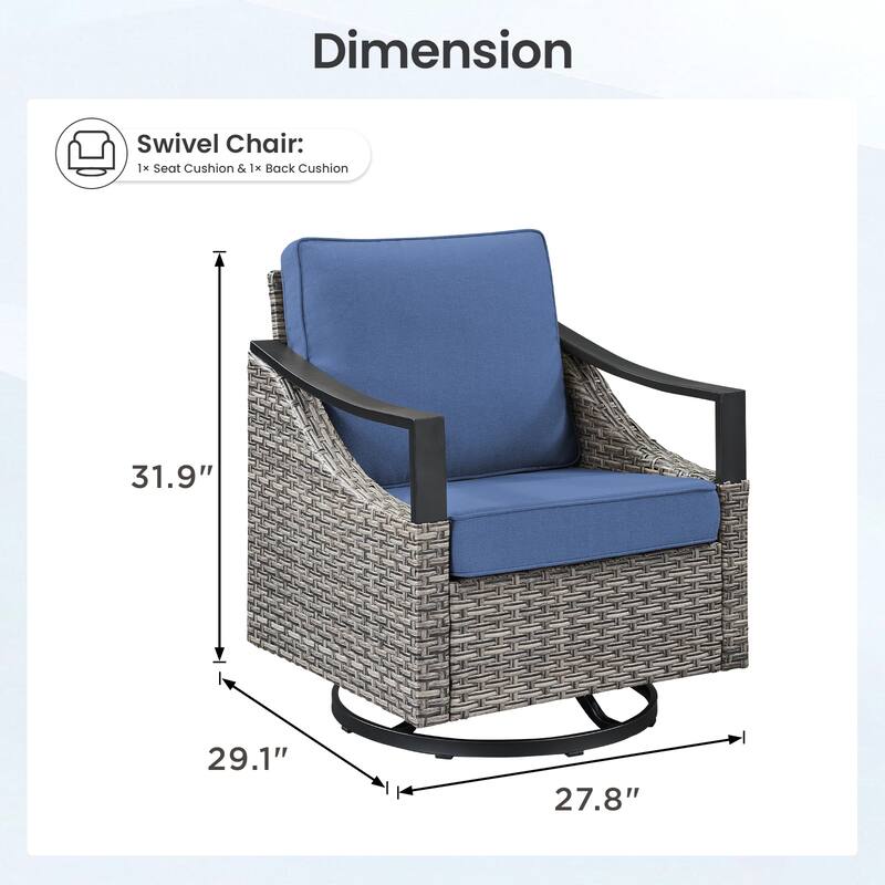 Pocassy Outdoor Patio Swivel Glider Chairs with Cushion