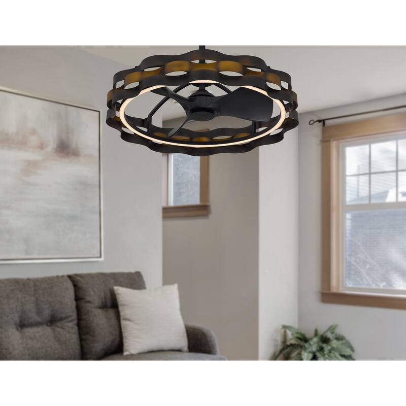 Pembroke 19" Height Dark Bronze Metal Fan Light With Led Light - One Size