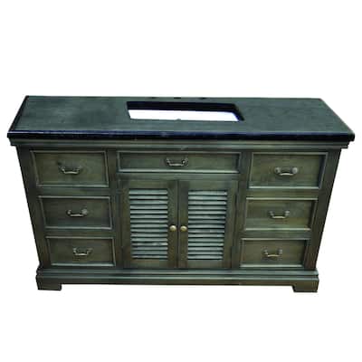 AA Warehousing Antique Grey Solid Mango Wood 60-inch Single Bathroom Vanity