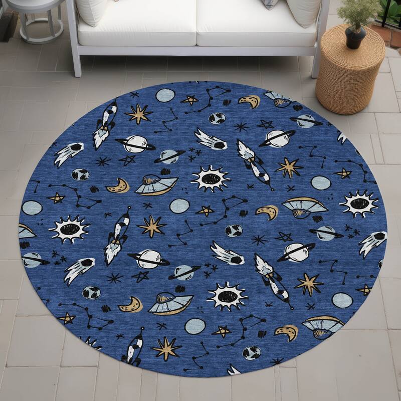 Machine Washable Indoor/ Outdoor Spaceship Chantille Rug - Baltic - 8' x 8'