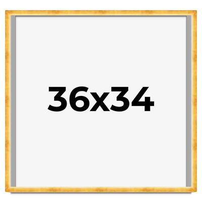 36x34 Shadow Box Frame Gold | 1.625 Inches Deep Real Wood Traditional