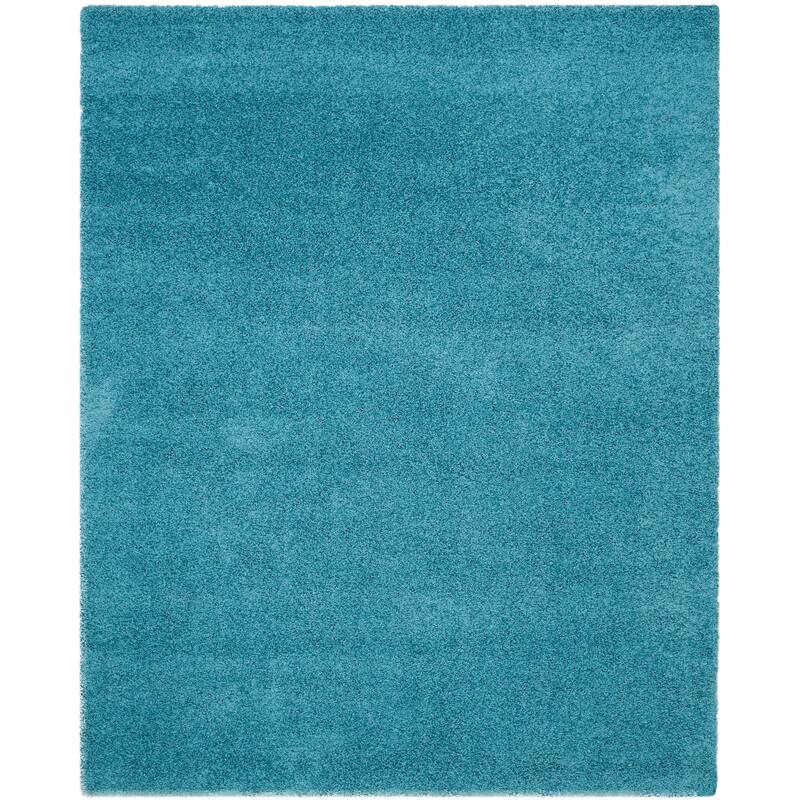 SAFAVIEH Laguna Shag Verdiana Solid Color 2-inch Thick Rug. - 9' x 12' - Turquoise - Rectangle