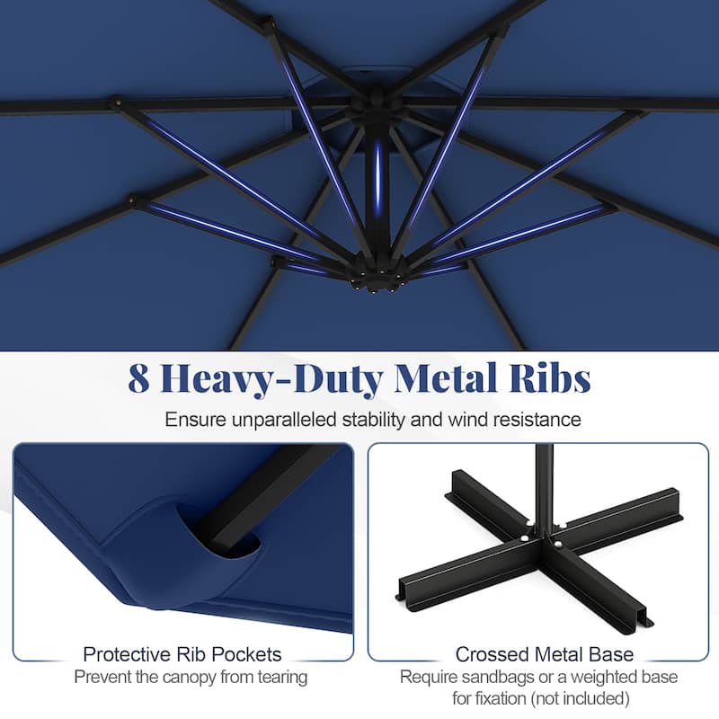 Gymax 10 FT Patio Offset Umbrella w/ X-shaped Base Infinite Tile &