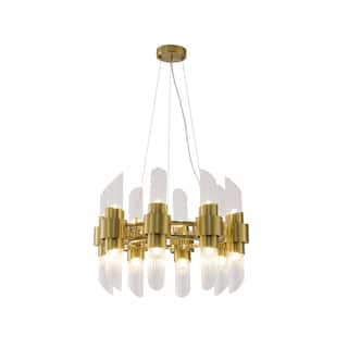 16-Light Satin Brass Iron Chandelier With Glass Shades