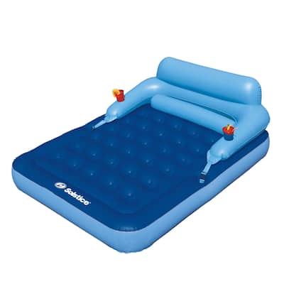 80-Inch Inflatable Blue Malibu Pool Mattress with Removable Back Rest - 80"