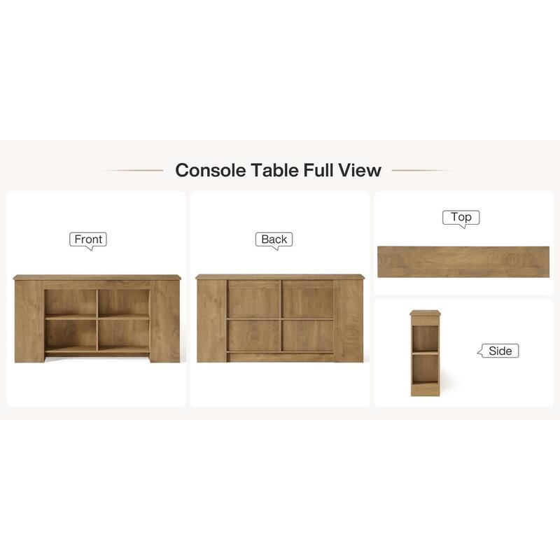63" Console Table with Storage, Heavy Duty Wooden Entryway Sofa Table
