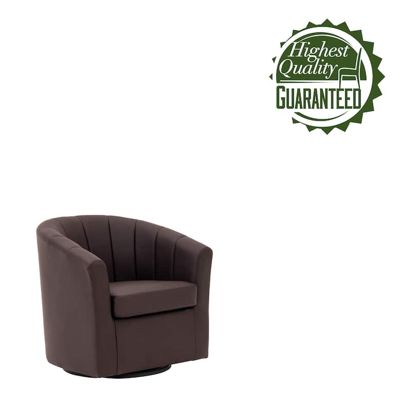 Porthos Home Manon Swivel Faux Leather Barrel Accent Chair with Removable Seat Cushion