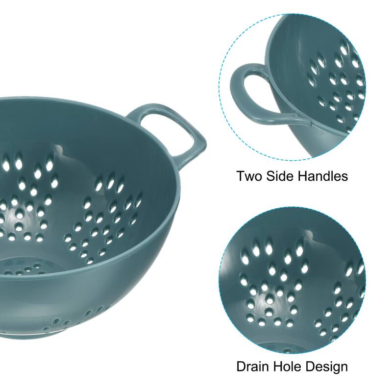 Mini Colanders Fruit Vegetable Sieve Drainer Strainer-Light Blue+Green - Light Blue+Green - 19cm x 14.8cm x 7.5cm