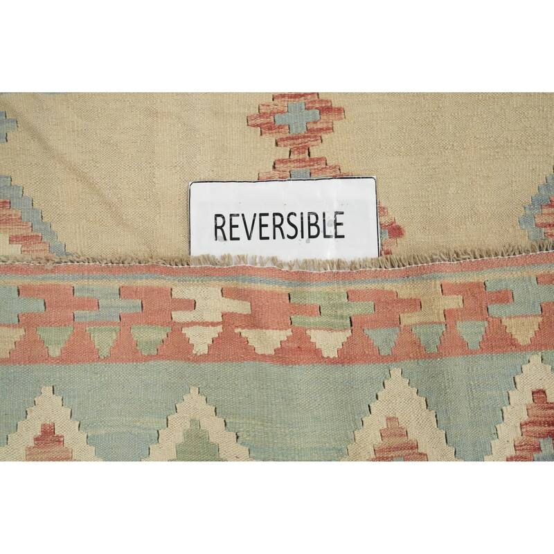 Hand Woven Oriental 100% Wool Carpet Southwestern Tribal Navy Blue & Blues Kilim Area Rug - 6' 8'' X 4' 10''