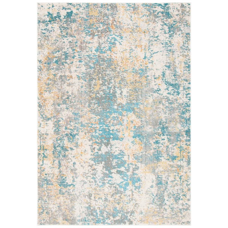 SAFAVIEH Madison Lita Modern Abstract Rug - 4' x 6' - Teal/Gold