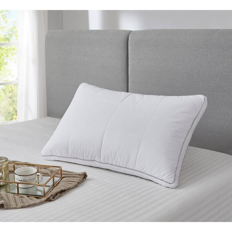 Hotel Grand Quilted White Goose Feather And Down Compartment Pillow (Set of 2)