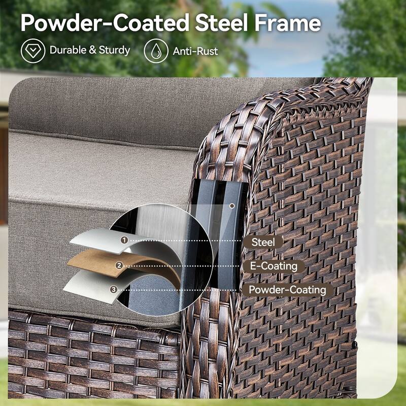 Pocassy 5 Pieces Outdoor 6 Inch Swivel Chair with Fire Pit Table