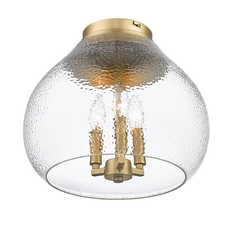 Ariella 13.75" Wide 3-Light Semi-Flush with Hammered Clear Glass