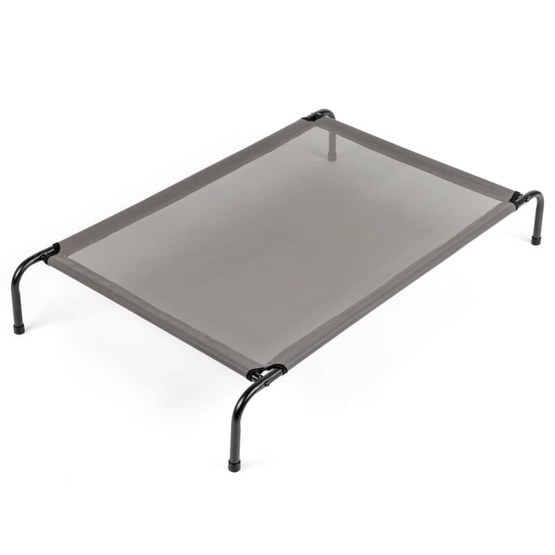 Grey Large Elevated Dog Bed with Powder Coated Steel Frame Perfect for Indoor and Outdoor