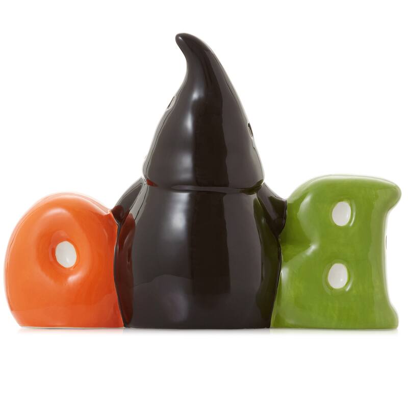PreLit Ceramic Halloween BOO Gnome HandPainted Tabletop Decor