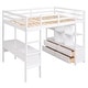 preview thumbnail 22 of 32, Multifunctional Loft Bed Full Size Loft Bed Solid with Built-in Desk and Two Drawers,Storage Shelves,Guardrail