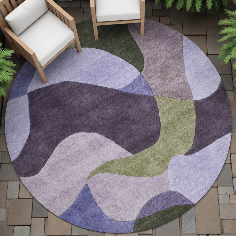 Machine Washable Indoor/Outdoor Modern Century Chantille Rug - Purple - 8' x 8'
