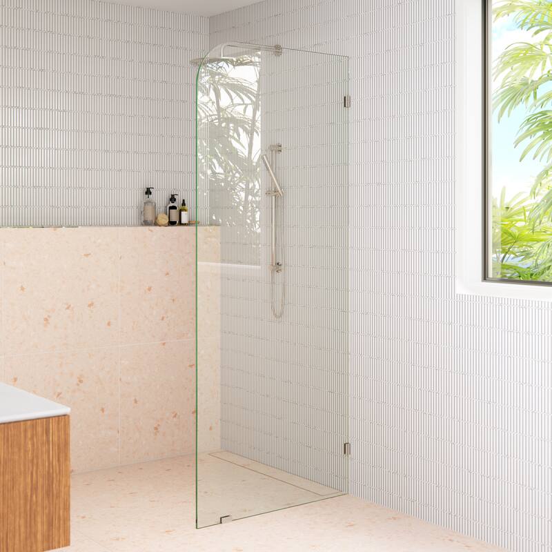 Glass Warehouse 30" x 78" Frameless Shower Door - Single Fixed Panel Radius