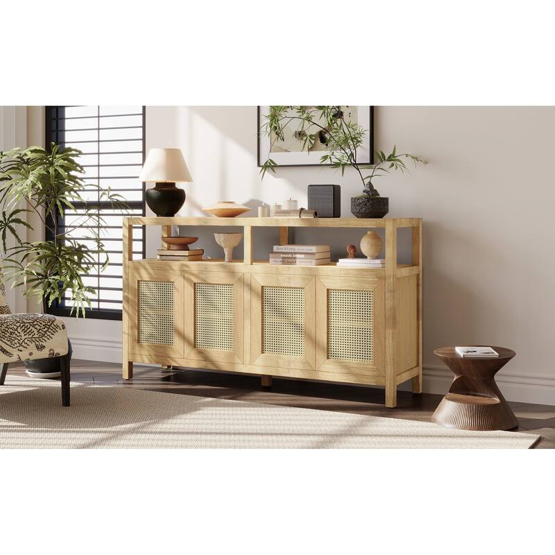 Bohemian Style Rattan Buffet Storage Cabinet