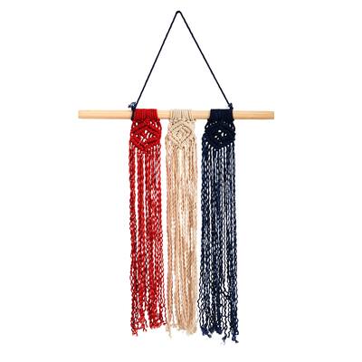 14" x 24" Red White and Blue "Americana" Macrame Wall Hanging Art Decor