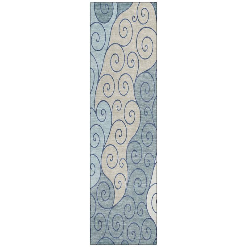 Machine Washable Indoor/ Outdoor Swirly Chantille Rug