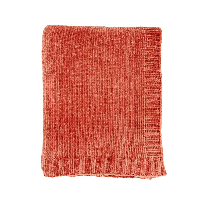Warmth of Chenille Knit Throw - Coral