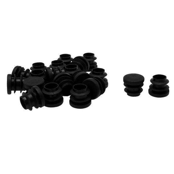 5/8" 16mm OD Plastic Round Tube Ribbed Inserts End Cover Caps 20pcs, 0.51"-0.6" Inner Dia, Floor Furniture Chair Desk Protector