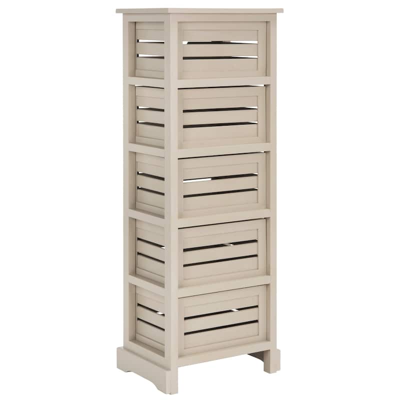 SAFAVIEH Cinda Black Storage 5-Drawer Cabinet - 16.5" x 12.6" x 46.5" - 17Wx13Dx47H