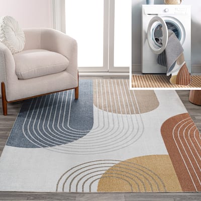 JONATHAN Y Vector Contemporary Minimalist Machine-Washable Multi Area Rug