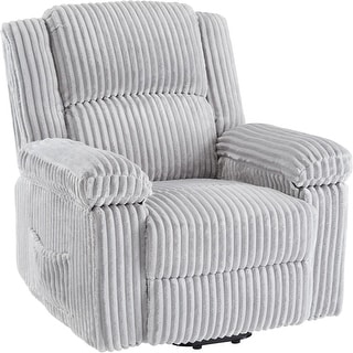 Recliner Chair Corduroy Manual Recliner Sofa Hles Pillow-Top Armrests Thick Cushions Side Pockets 400 Lb Weight