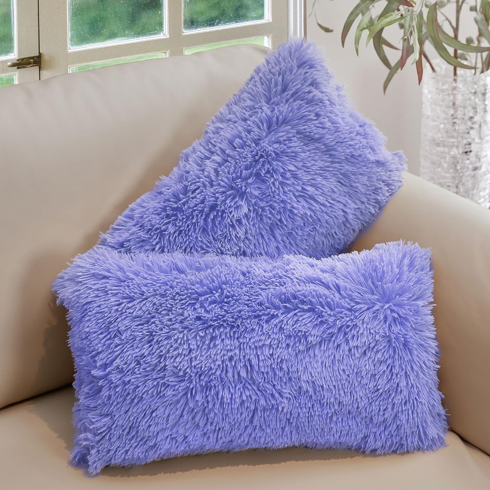 Purple fur pillows online