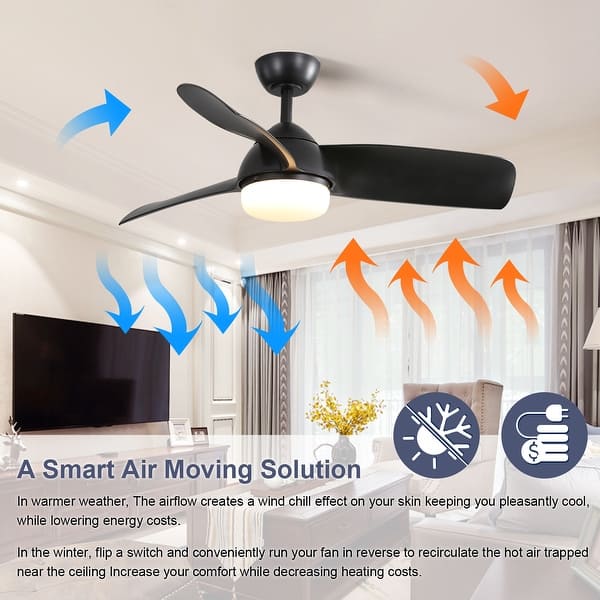 QRMOK S3 Series 3-Pack 42 In. LED Light Black And Ceiling Fan With Remote, Reversible Quiet DC Motor For Bedroom Living Room