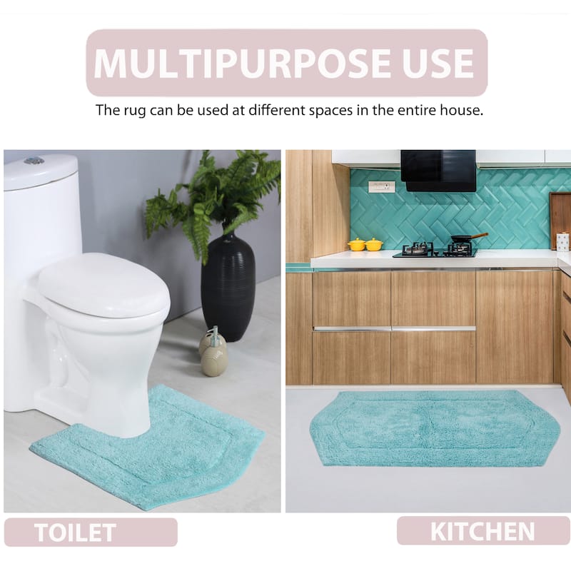 Waterford Collection 100% Cotton Non-Slip Bathroom Rug Set, Machine Washable Bath Rug, 5 Piece Bath Mat Set with Contour