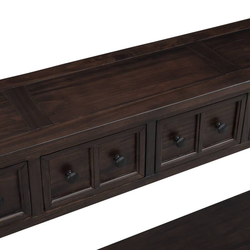 Rustic Entryway Console Table, 60" Long Sofa Table with two Different Size Drawers and Bottom Shelf for Storage