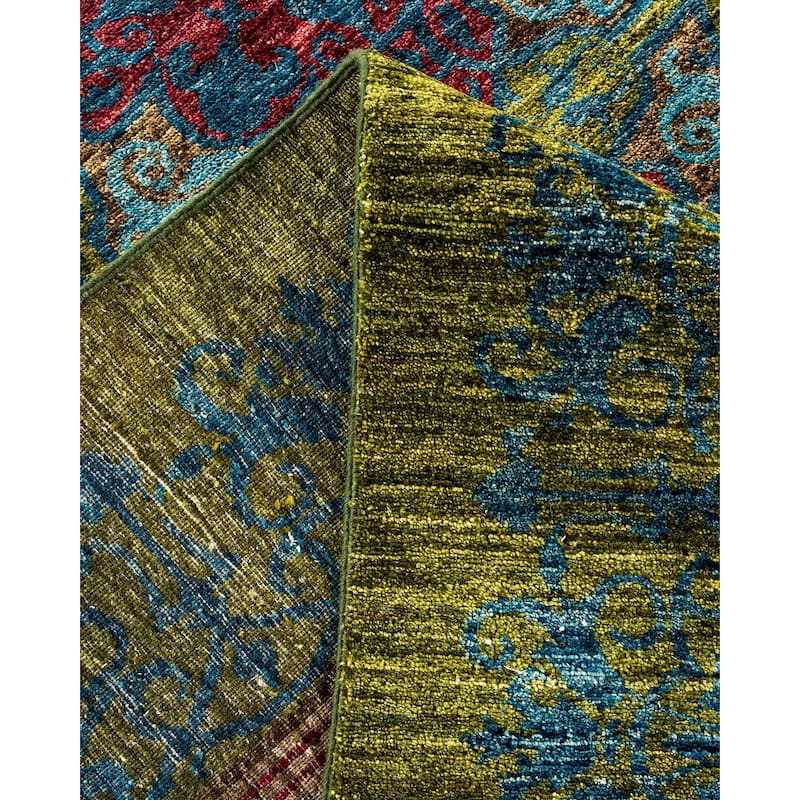 Overton Handknotted Wool Vintage Inspired Contemporary Suzani Green Area Rug - 22' 6" x 12' 2"