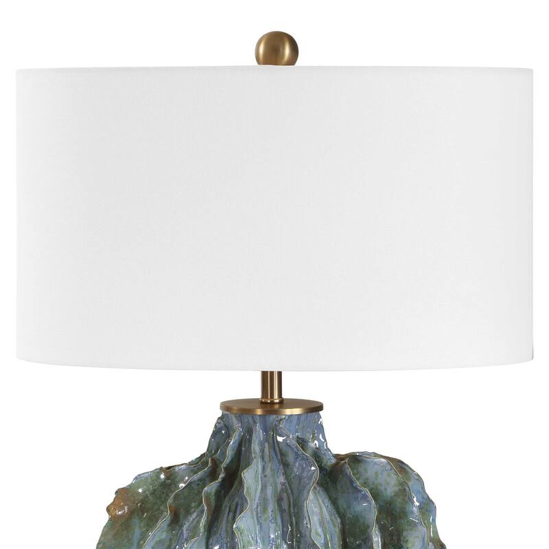 Uttermost Ruffle Up Blue Green Table Lamp - 18.00" W x 23.00" H x 18.00" D