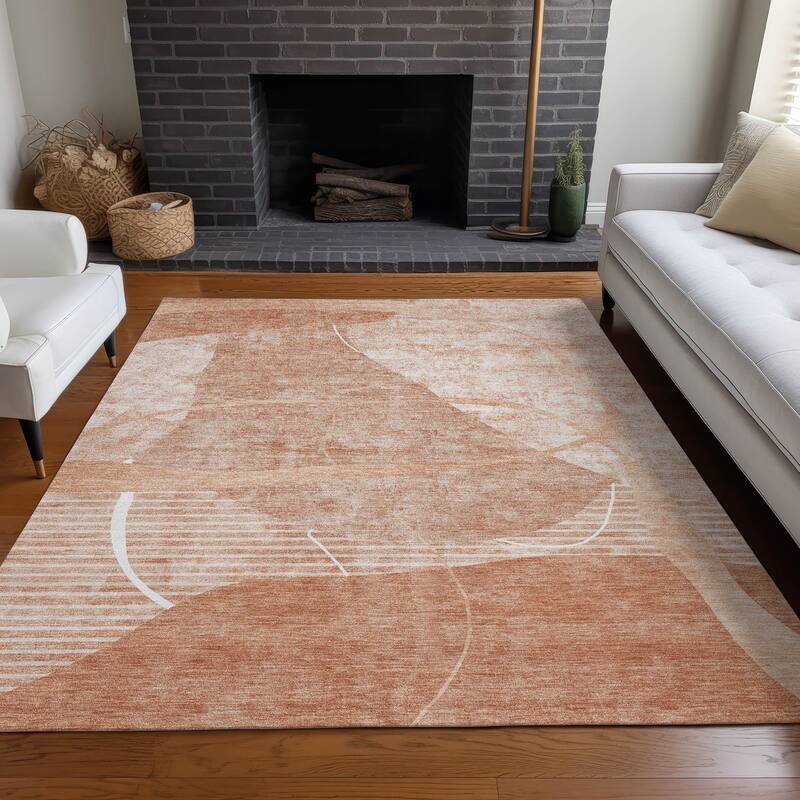 Premium Washable Super Soft Modern Hoda Mayfield Rug - Salmon - 8' x 10' - Rectangle