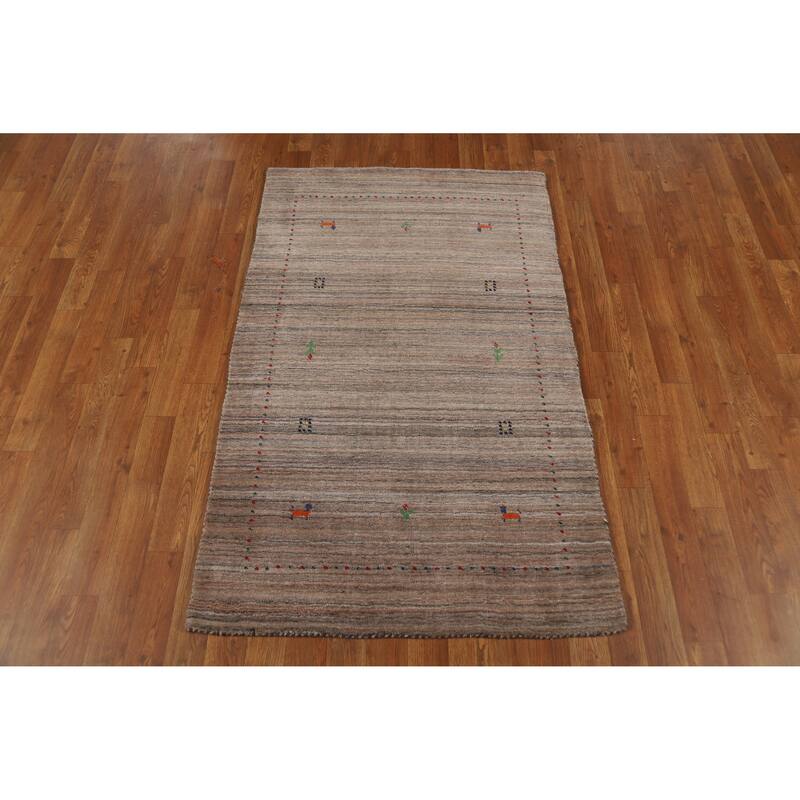 Gabbeh Indian Rug Hand-Knotted Oriental Wool Carpet - 3'0" x 4'10"