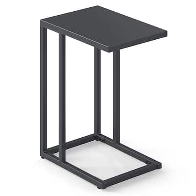 C Shaped Metal Side Table Dark Gray Sofa Snack Table Small End Table for Living Room Bedroom or Office - 17" x 12" x 21.5"