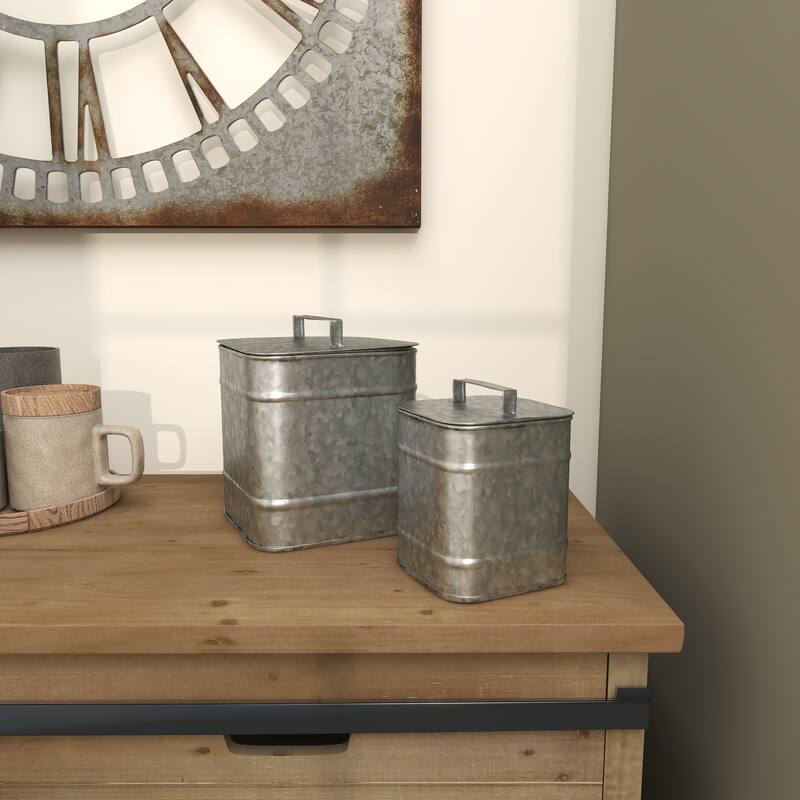 Metal Decorative Canisters - Set of 2 Silver - Roche River Decor