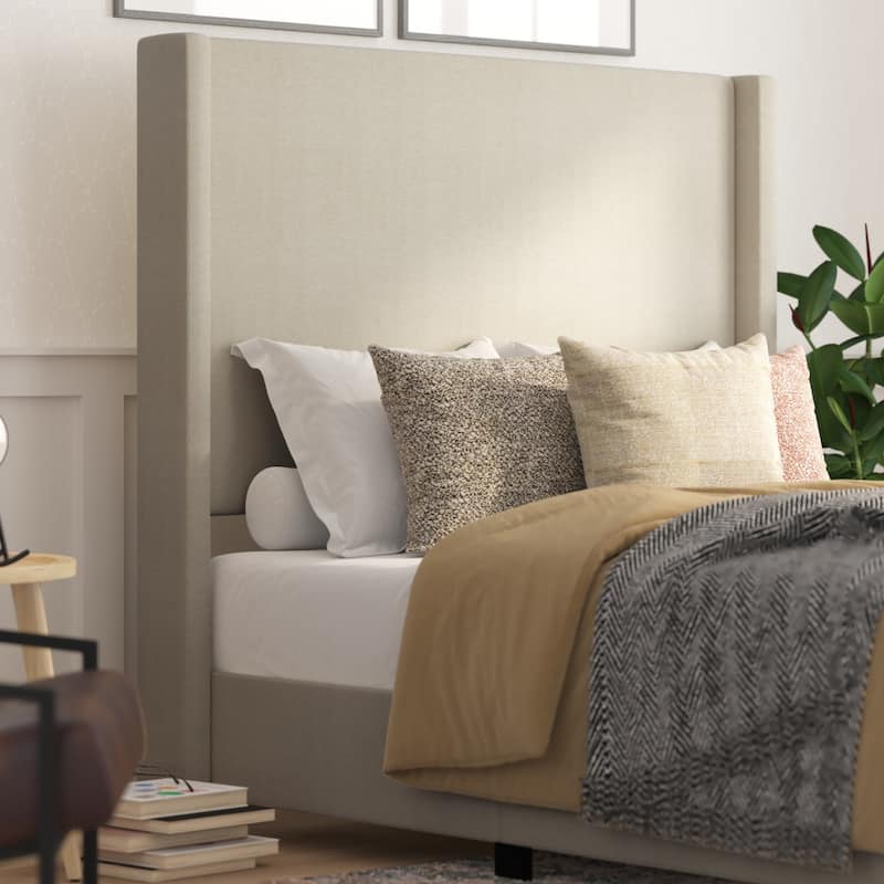 Modern Upholstered Platform Bed with Channel Stitched Headboard