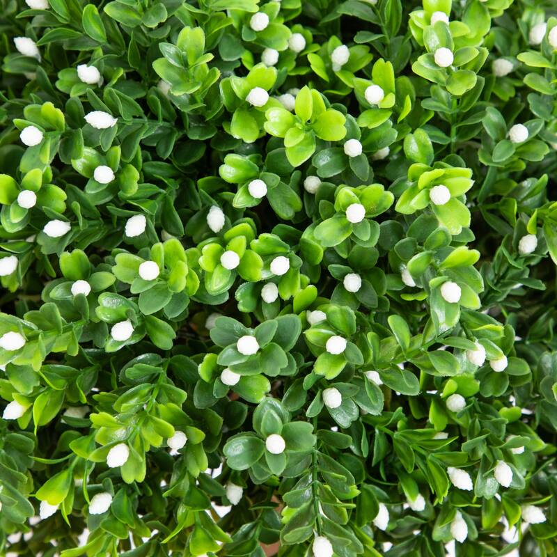 23-in UV Resistant Artificial Flowering Boxwood Topiary with Stake