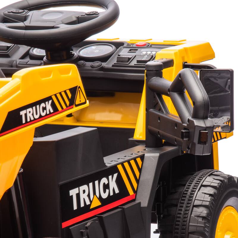 12V Kids Ride On Dump Truck W/Parents Control,2wd,Rear-Wheel Suspension,Electric Dump Bed And Extra Shovel,For Kids 3-5