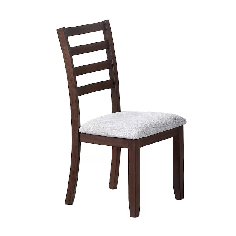 Rosanna Dining Chair, Set of 2, White Fabric Foam Seat, Walnut Brown Rubberwood