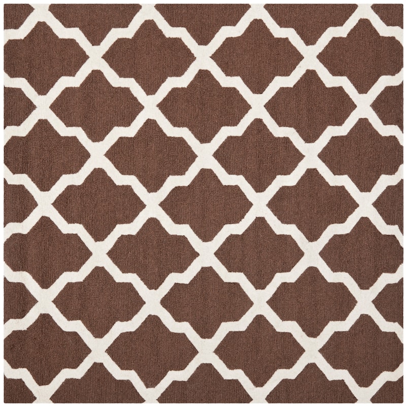 SAFAVIEH Handmade Cambridge Eirny Moroccan Trellis Wool Rug - 8' Square - Dark Brown/Ivory